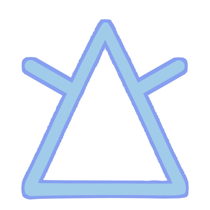 the sitelen pona glyph for the toki pona word 'walo,' which looks like a triangle with two angled lines coming from it.